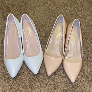 Nude dream pairs and forever white heels size 8
